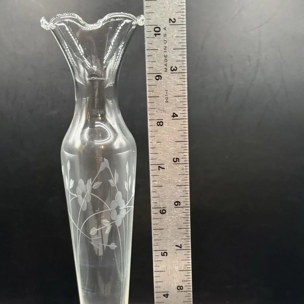 Vintage Weighted Sterling Silver Floral Etched Bud Vase 9¾ Inches Tall - Picture 6 of 8